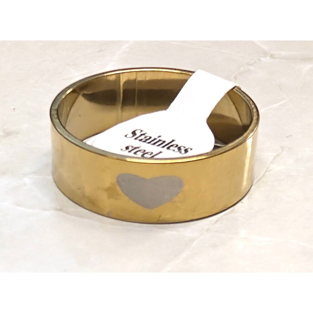 New Goldtone Stainless Steel Band Ring Size Plus Size 10 Hearts